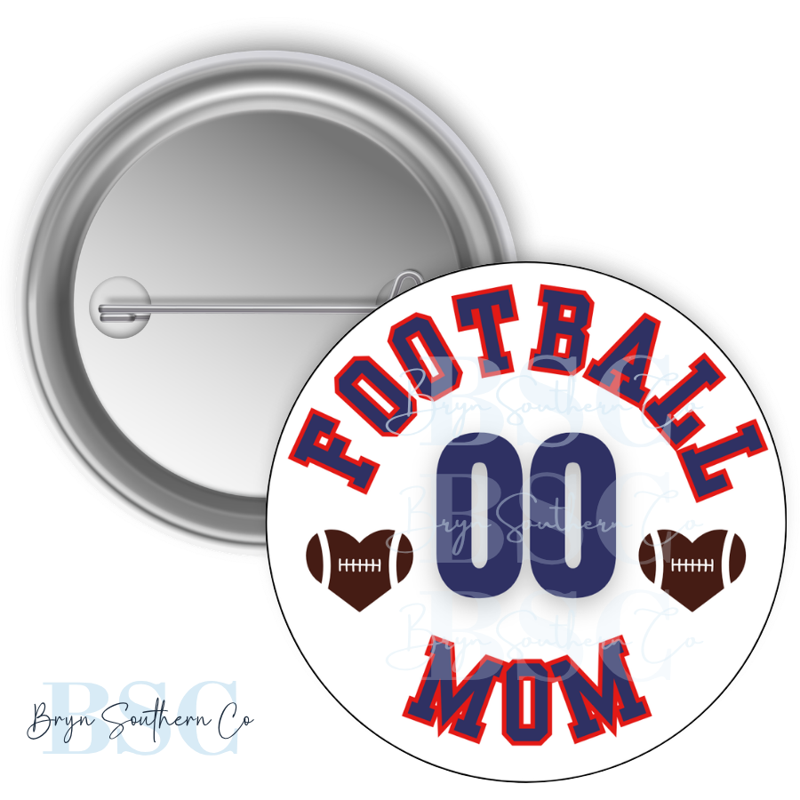 Football Mom Heart Button