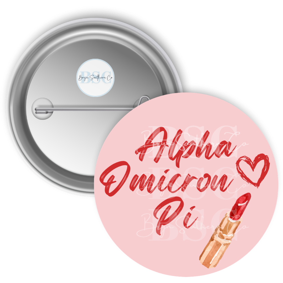 AOII Lipstick Button