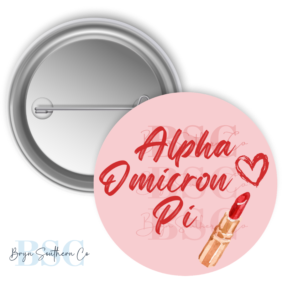 AOII Lipstick Button
