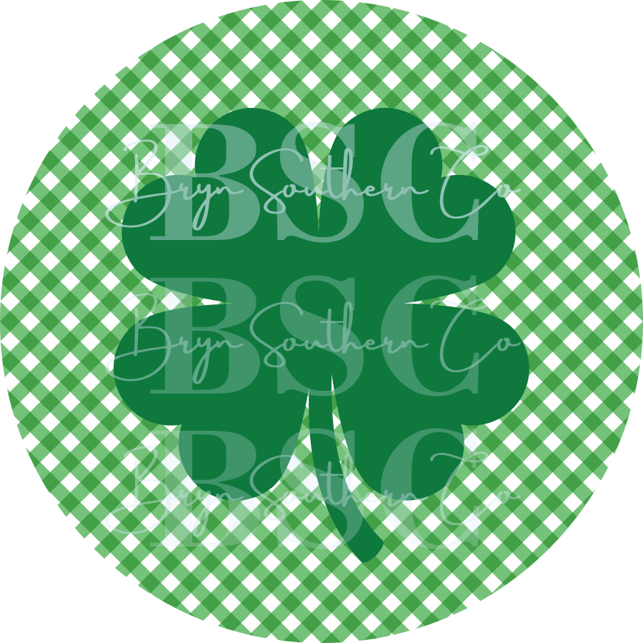Gingham Shamrock Button