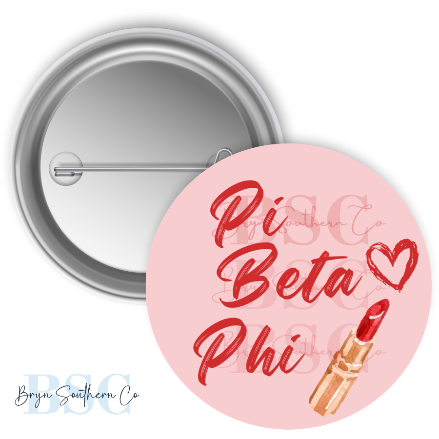 Pi Phi Lipstick Button
