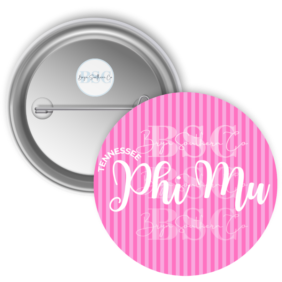 Tennessee Phi Mu Stripes Button