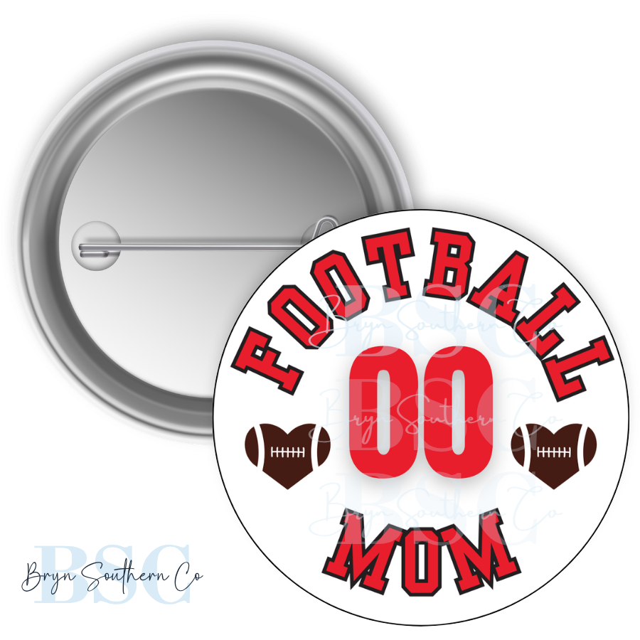 Football Mom Heart Button