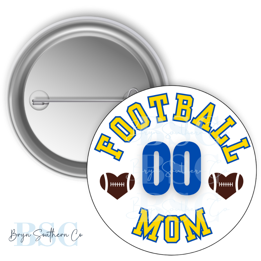 Football Mom Heart Button