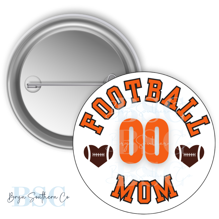 Football Mom Heart Button