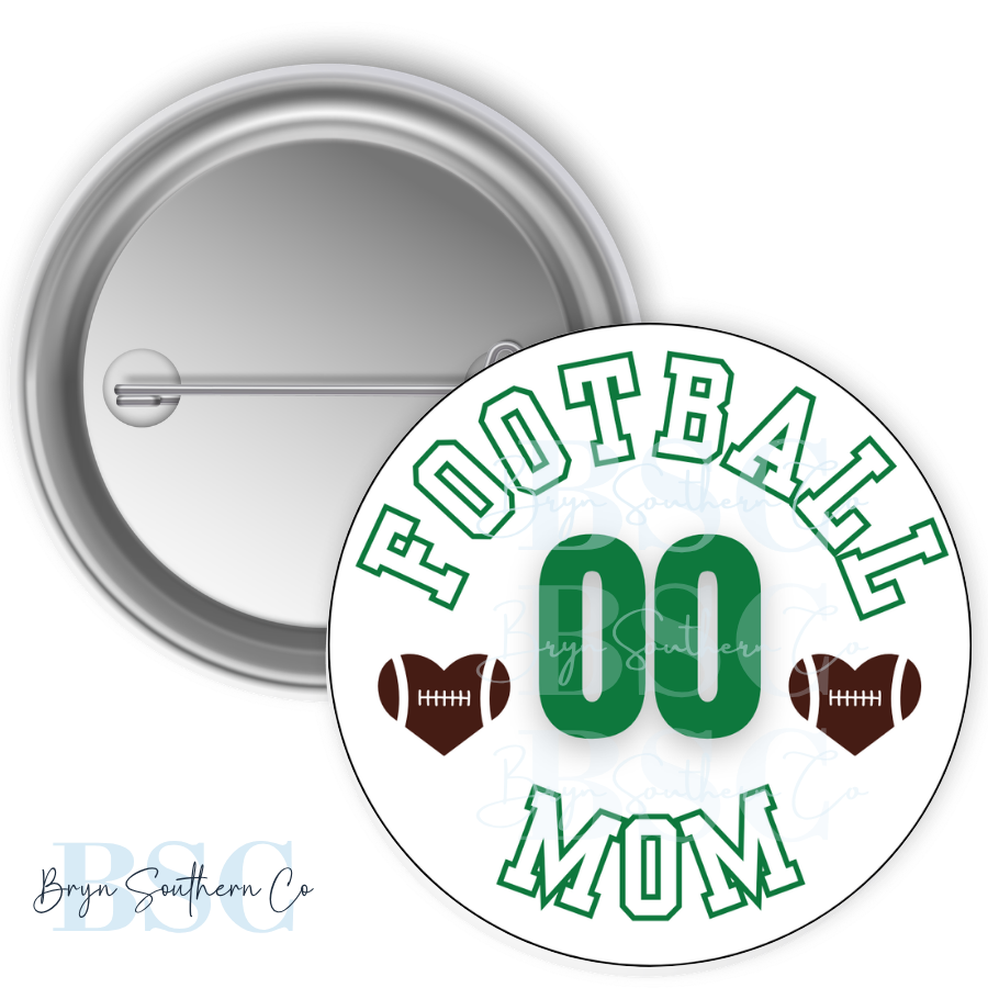 Football Mom Heart Button