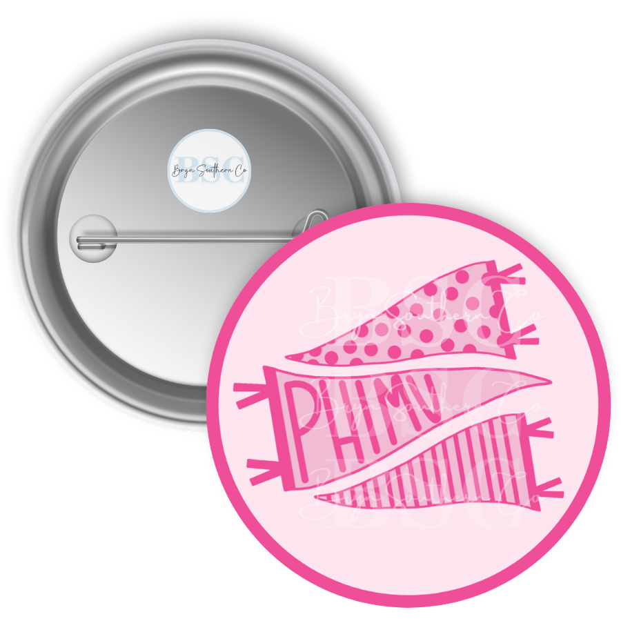Phi Mu Pennant Button