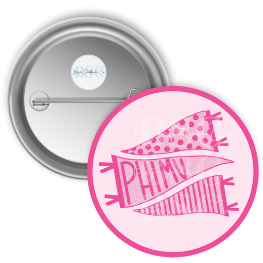 Phi Mu Pennant Button