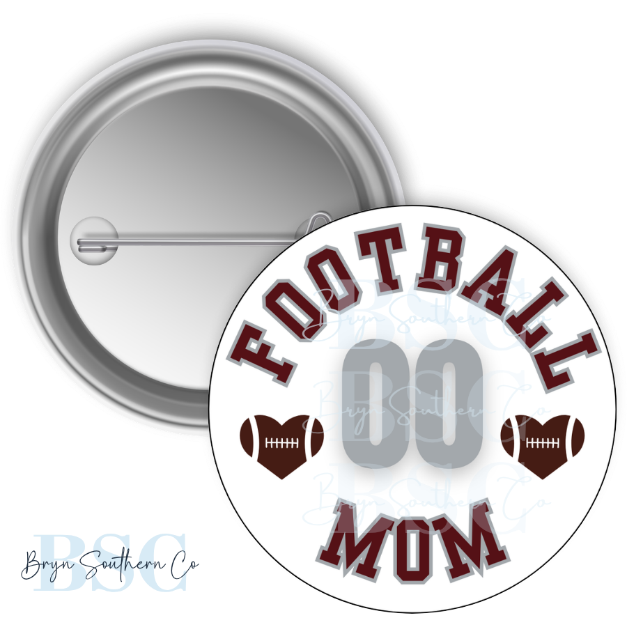 Football Mom Heart Button