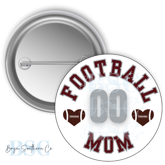 Football Mom Heart Button