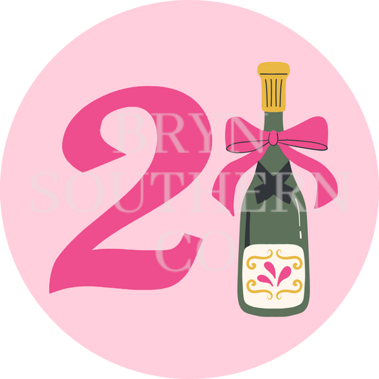 21 Champagne Bottle Button