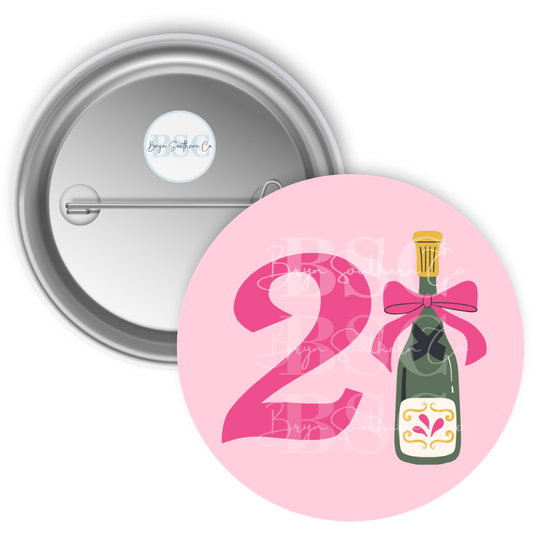 21 Champagne Bottle Button