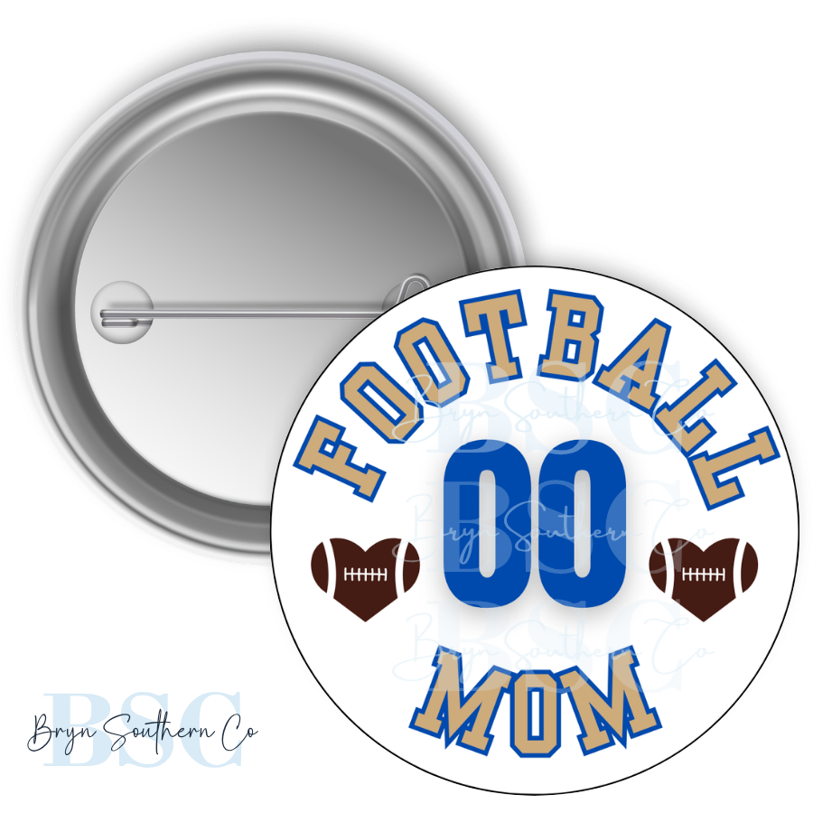 Football Mom Heart Button