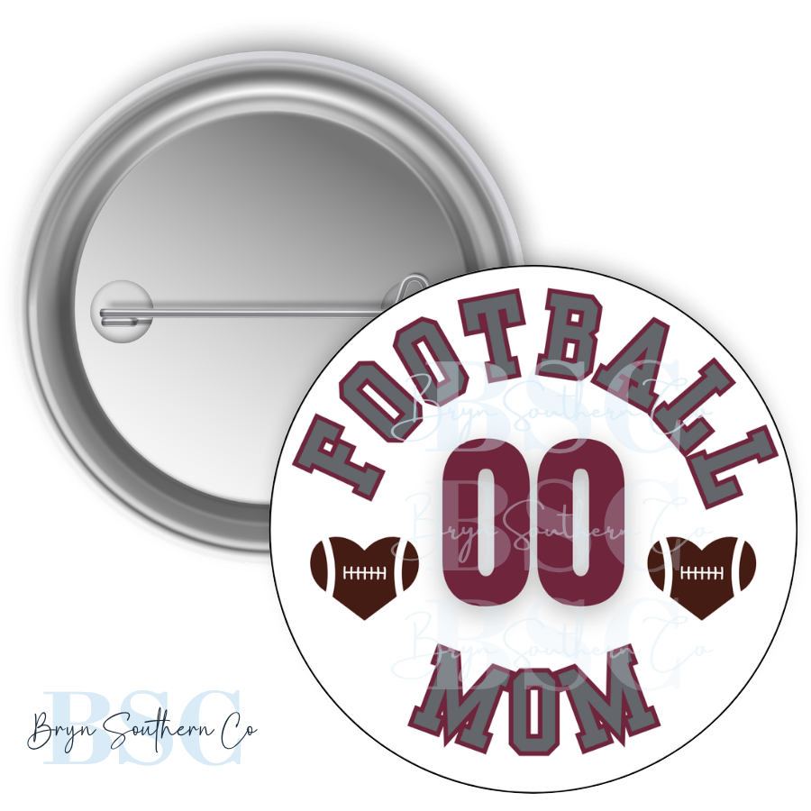 Football Mom Heart Button