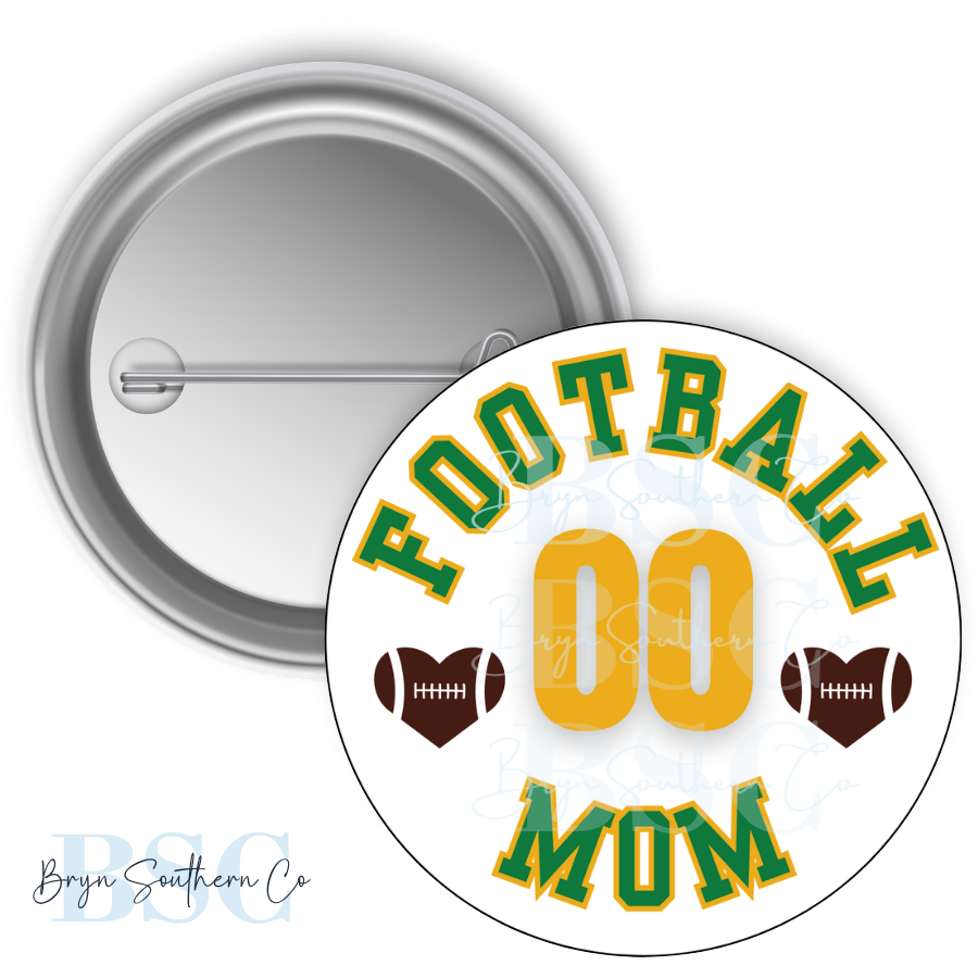Football Mom Heart Button