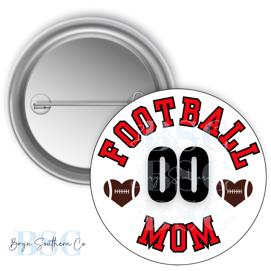 Football Mom Heart Button