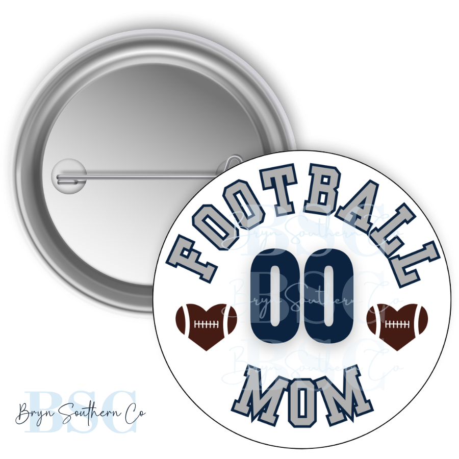 Football Mom Heart Button