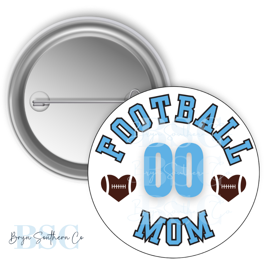 Football Mom Heart Button