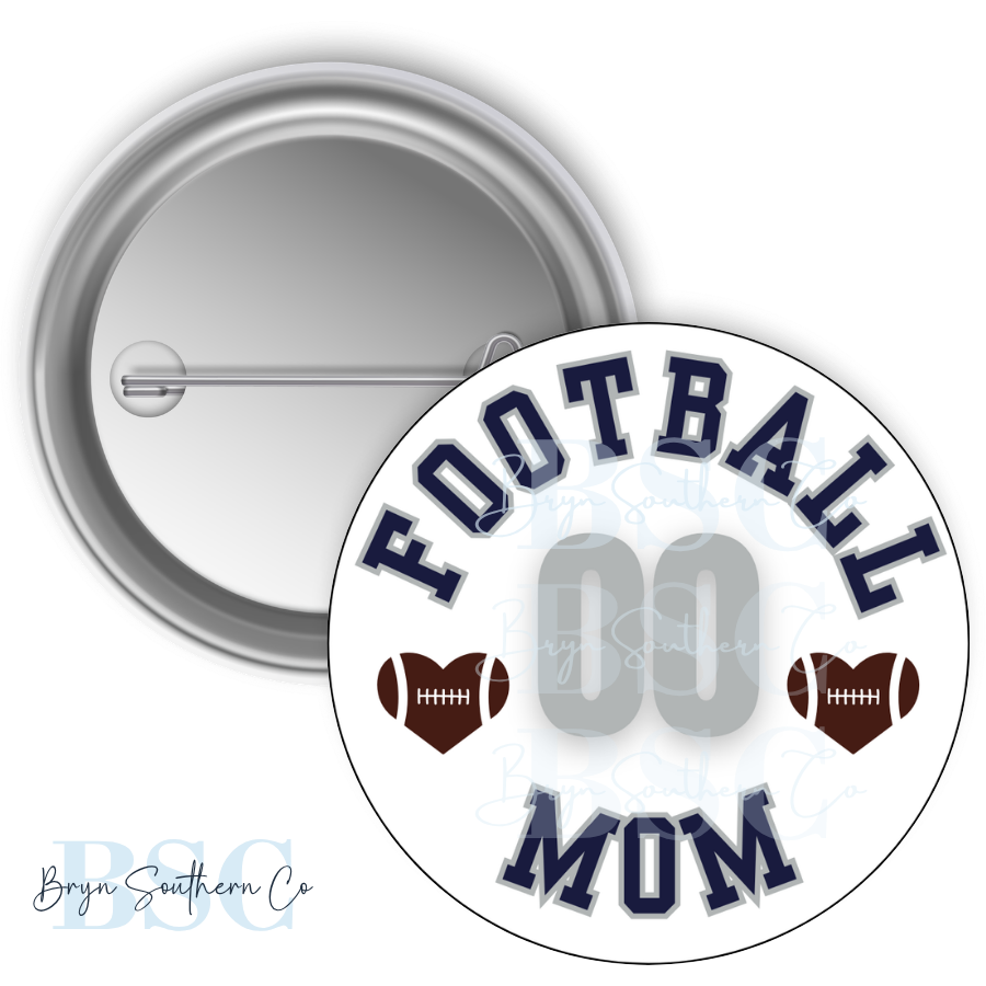 Football Mom Heart Button