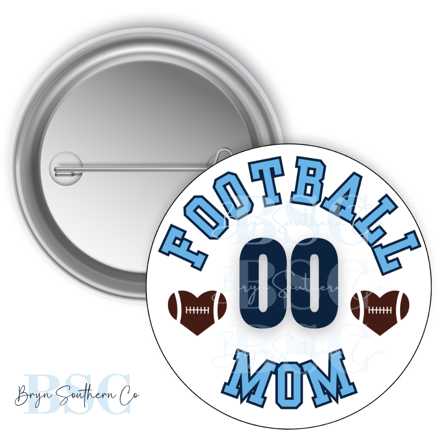 Football Mom Heart Button