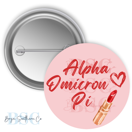 AOII Lipstick Button
