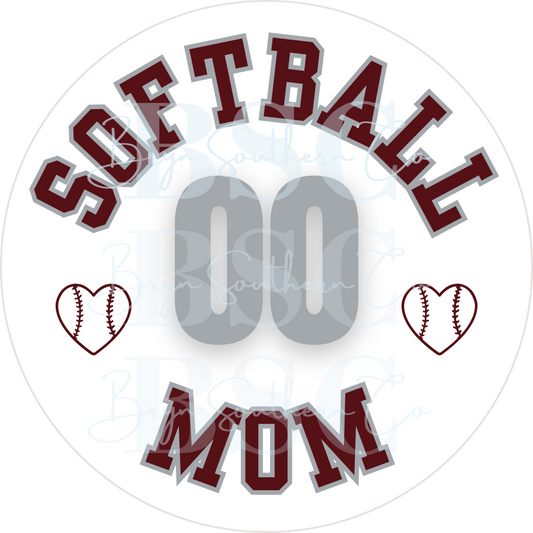 Softball Mom Heart Button