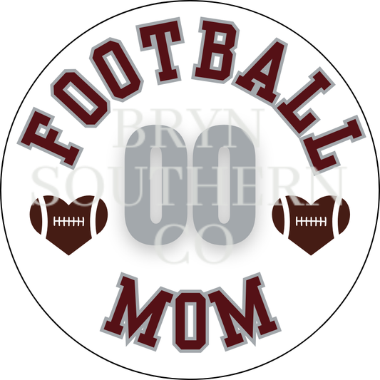 Football Mom Heart Button