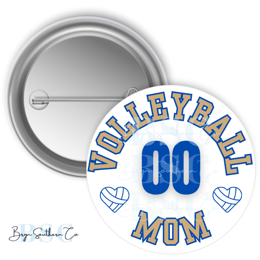 Volleyball Mom Heart Button