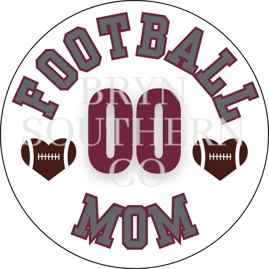 Football Mom Heart Button