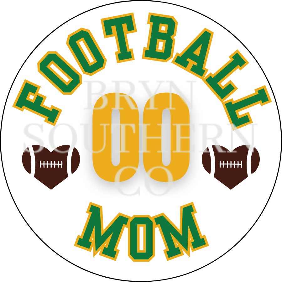 Football Mom Heart Button