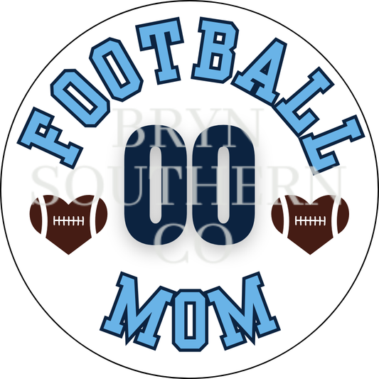 Football Mom Heart Button Hardin Valley