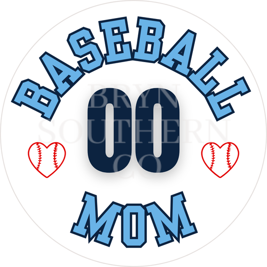 Baseball Mom Heart Button Hardin Valley