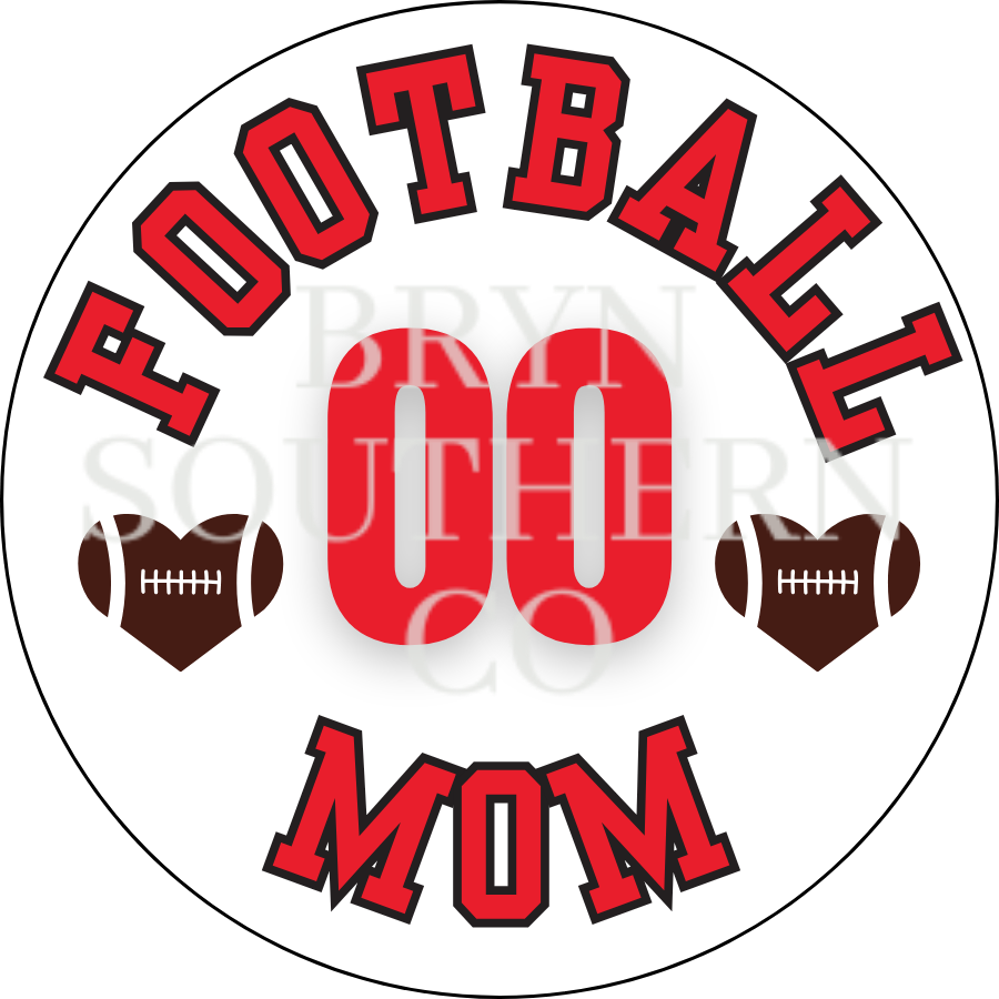 Football Mom Heart Button