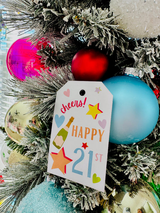 Cheers! Happy 21st Gift Tag