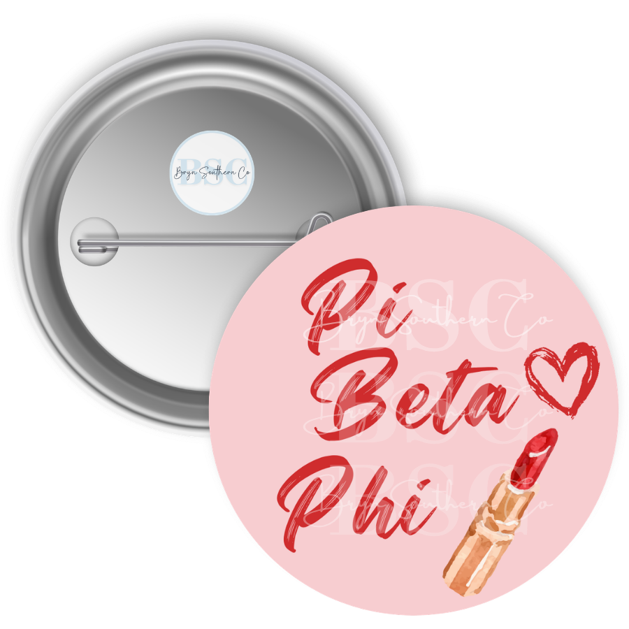 Pi Phi Lipstick Button