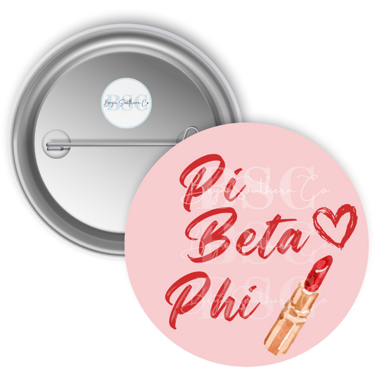 Pi Phi Lipstick Button