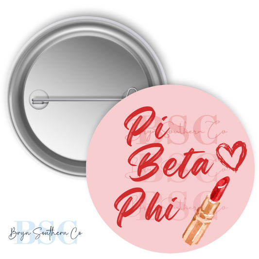 Pi Phi Lipstick Button