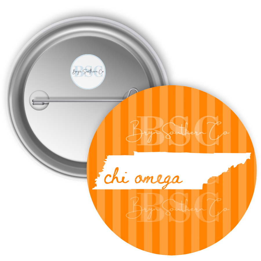 TN Stripes Chi Omega Button