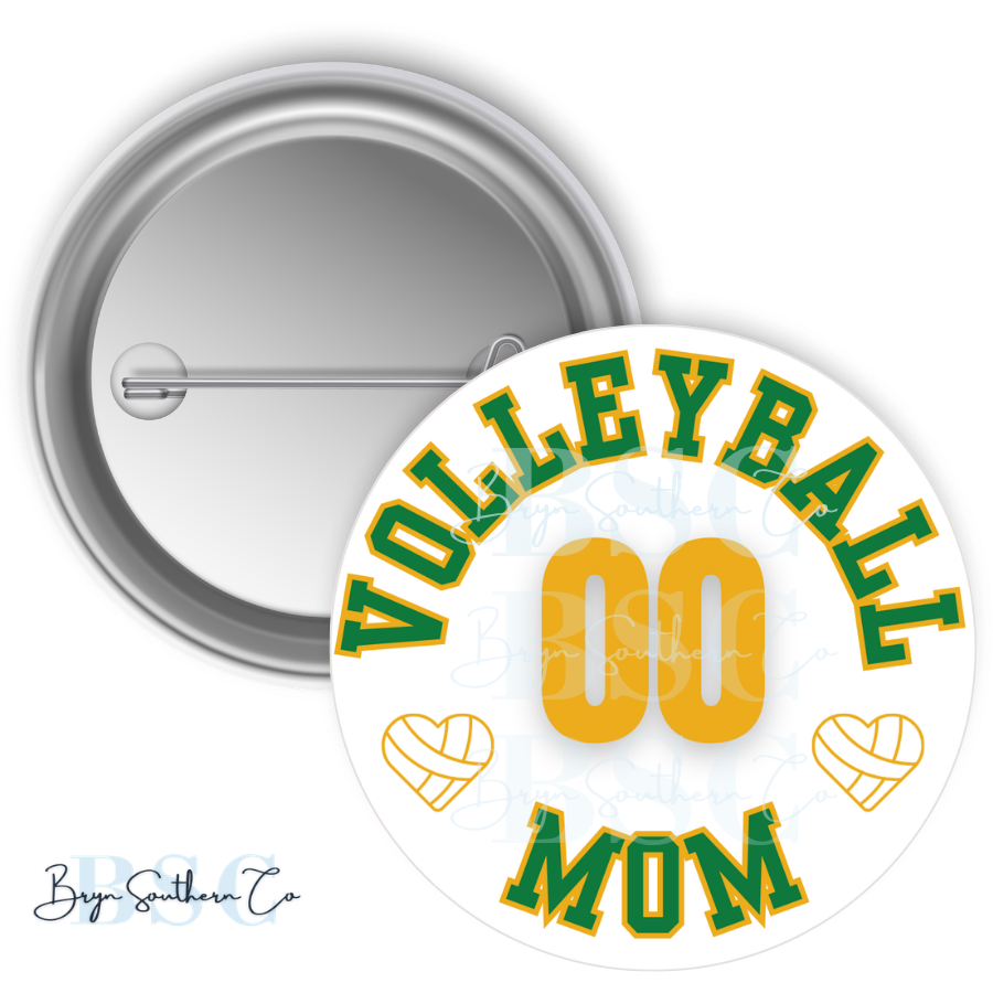 Volleyball Mom Heart Button