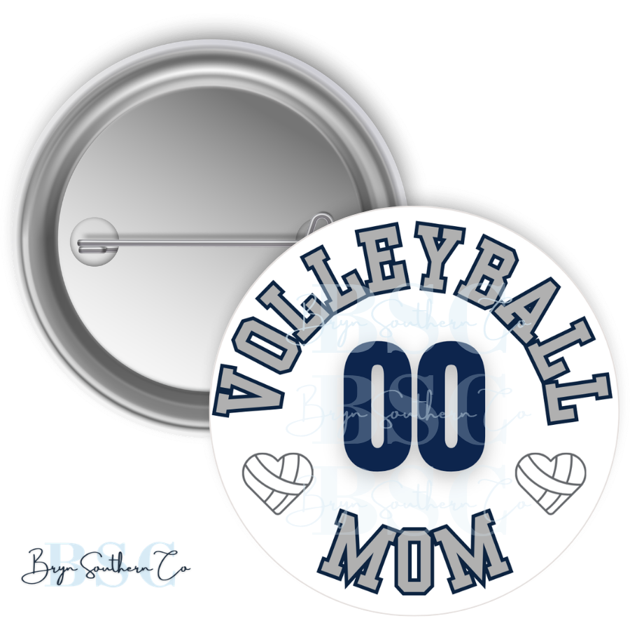 Volleyball Mom Heart Button
