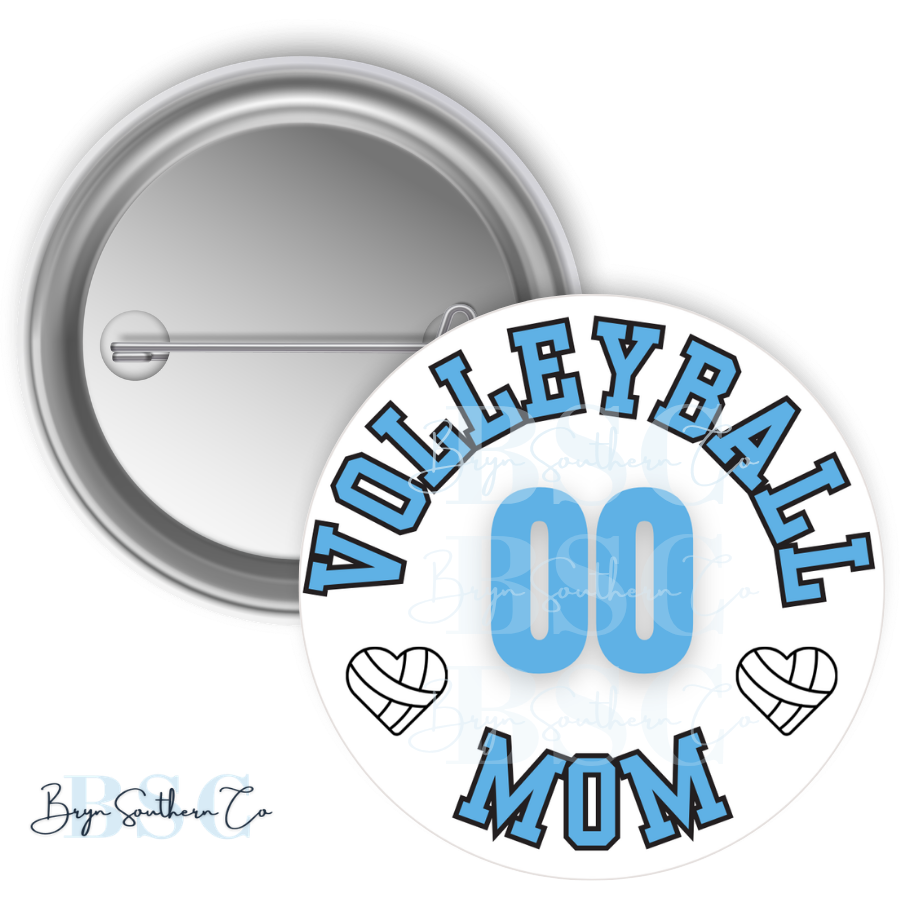 Volleyball Mom Heart Button