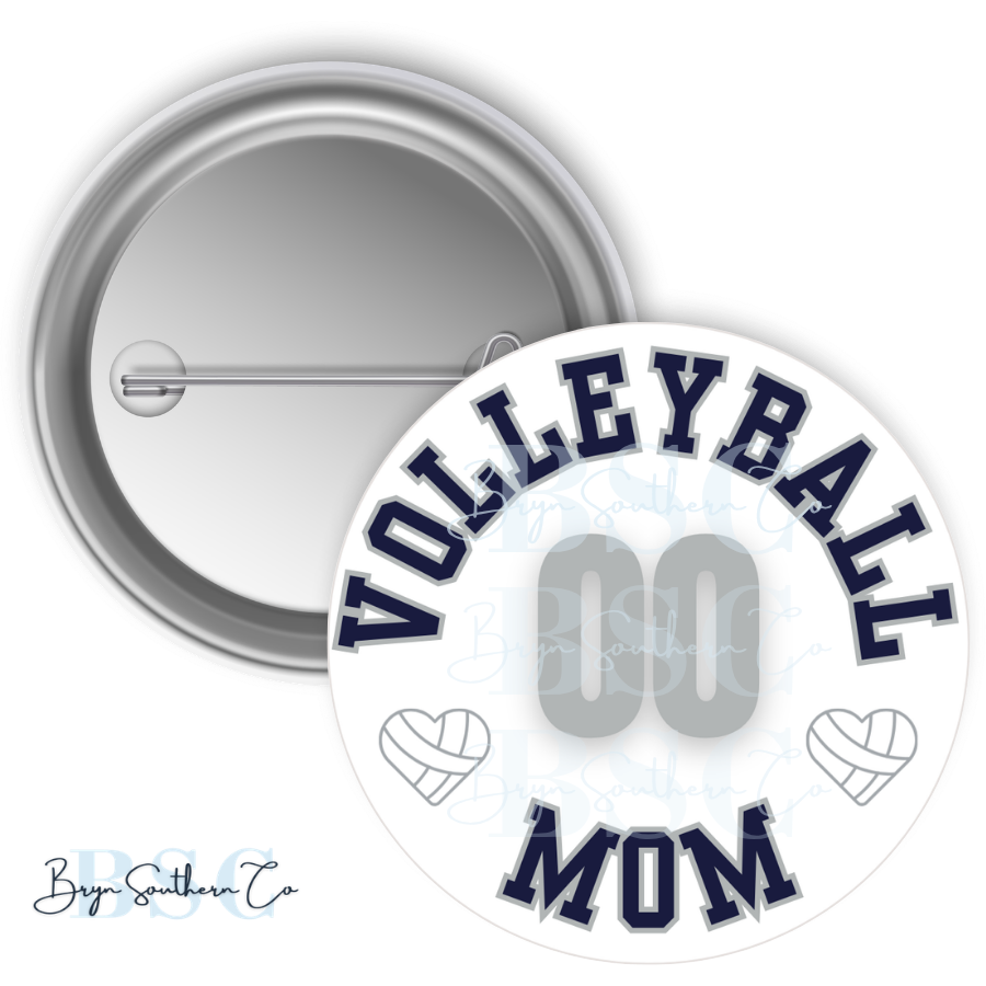 Volleyball Mom Heart Button
