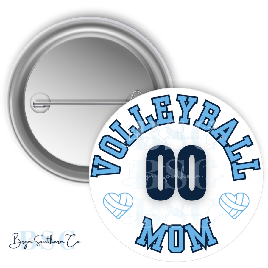 Volleyball Mom Heart Button