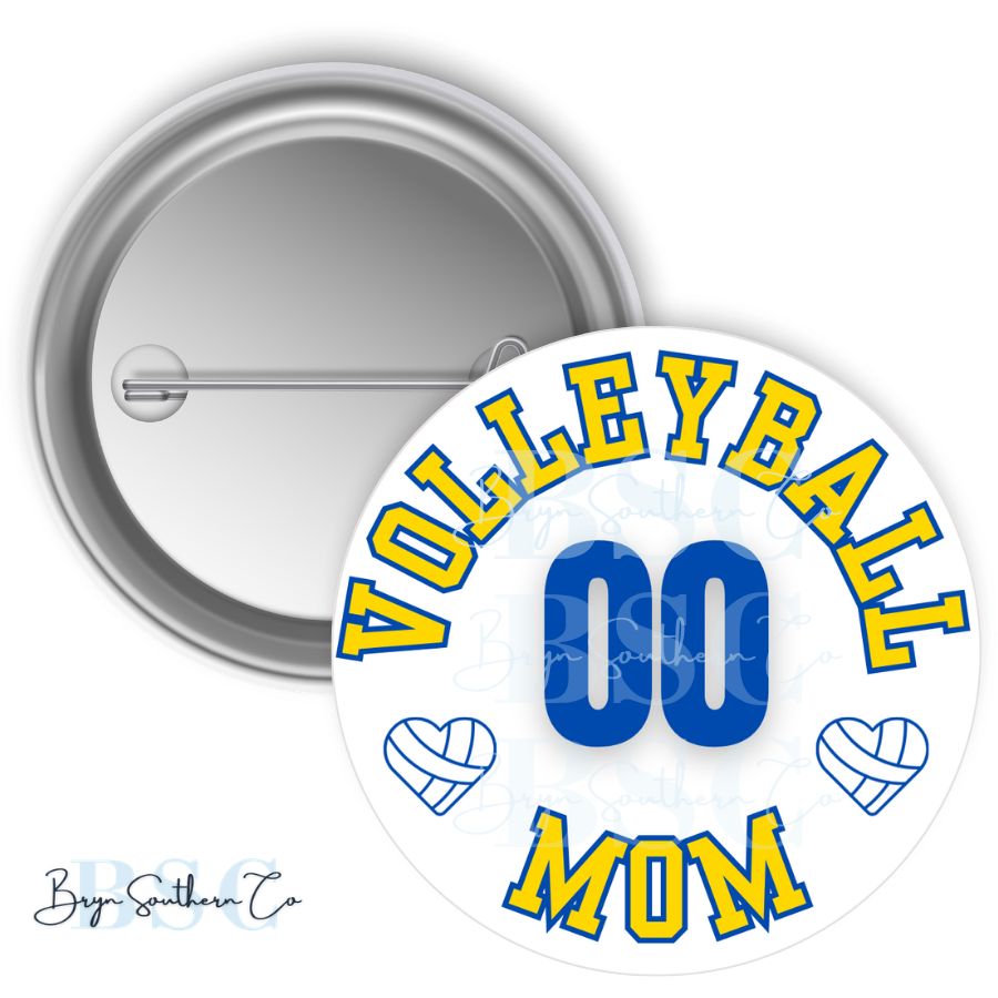 Volleyball Mom Heart Button