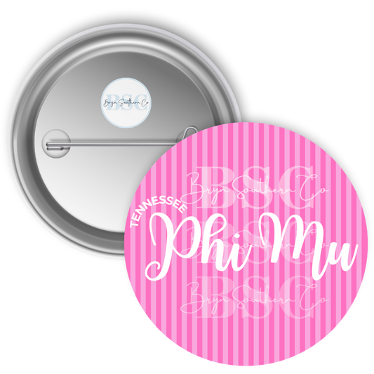 Tennessee Phi Mu Stripes Button