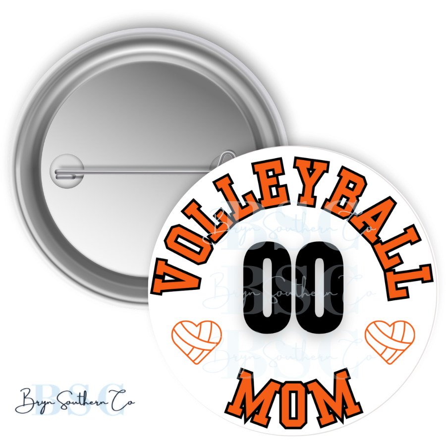 Volleyball Mom Heart Button
