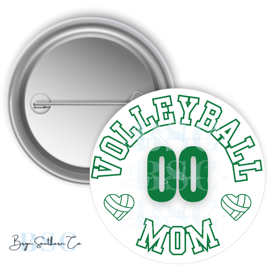 Volleyball Mom Heart Button